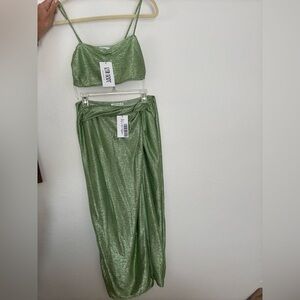 NWT 12th Tribe-Green Shimmer Two-Piece Set